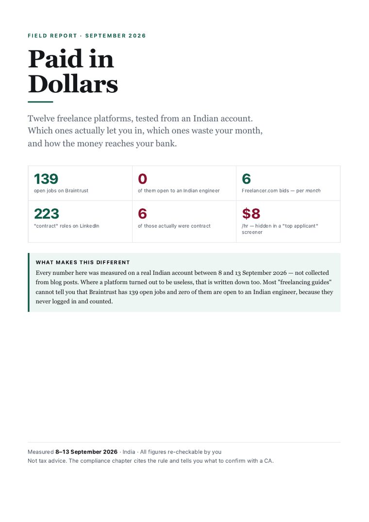 Cover of the Paid in Dollars field report